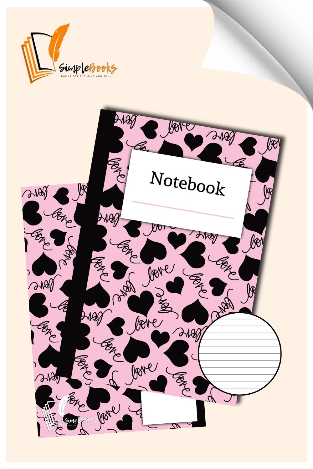 Black Hearts Pink Notebook_Simplebooks