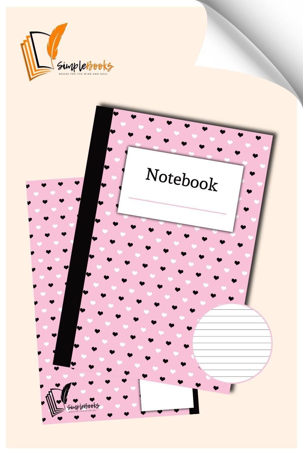 Black and Rose Hearts Notebook_Cover