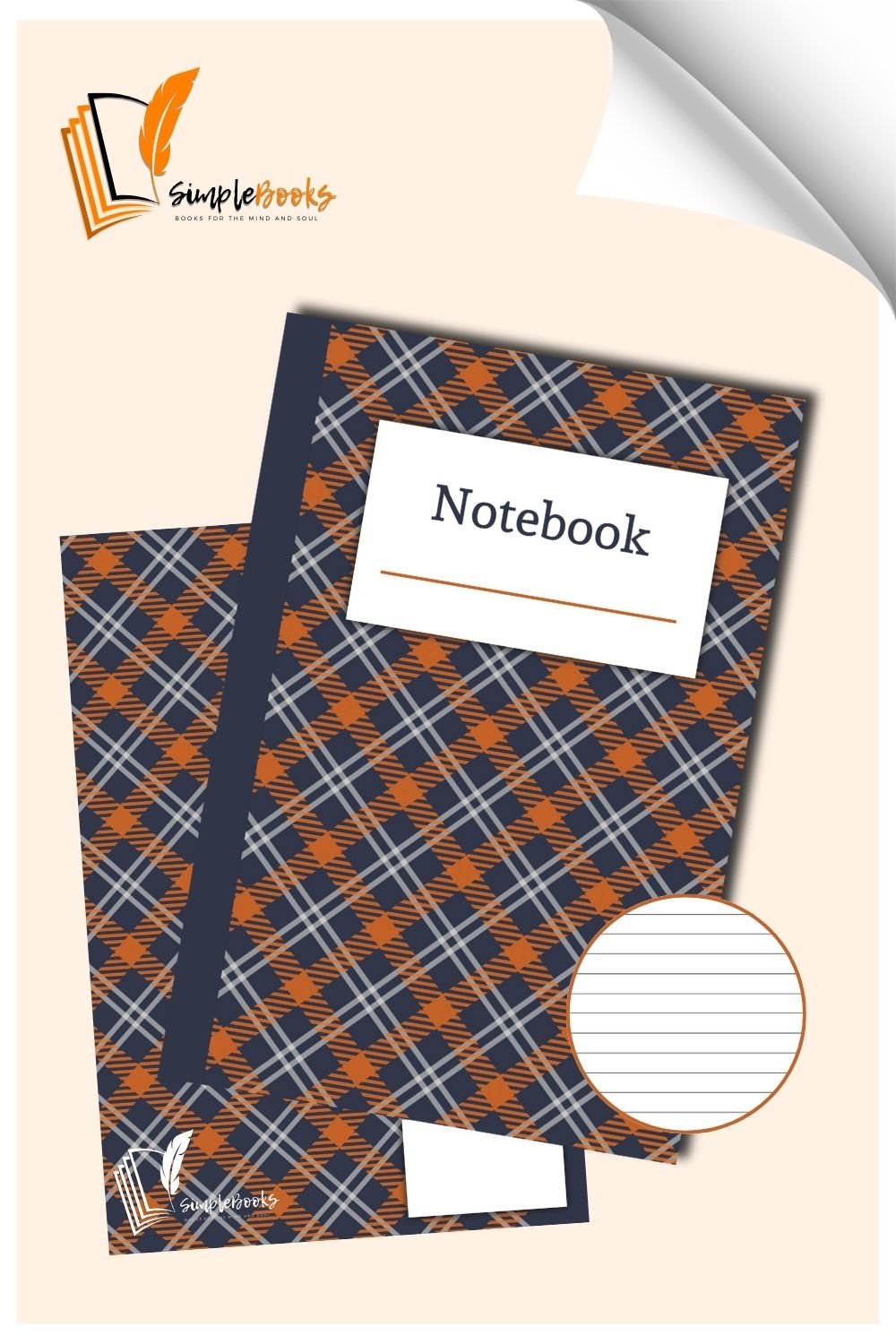 Blue Orange Plaid Notebook_Simplebooks