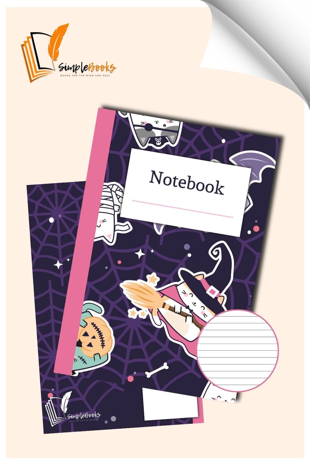 Dark Purple Kawai Halloween Notebook_Simplebooks