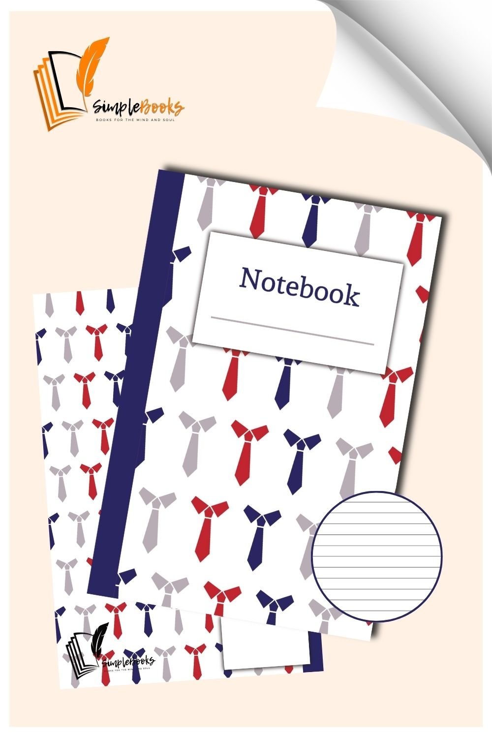 Red Blue Tie Notebook_Simplebooks