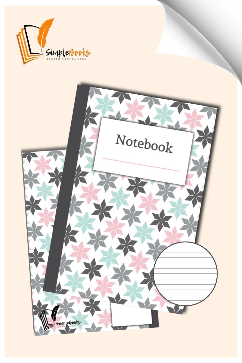 Pink Grey Star Notebook_SimpleBooks