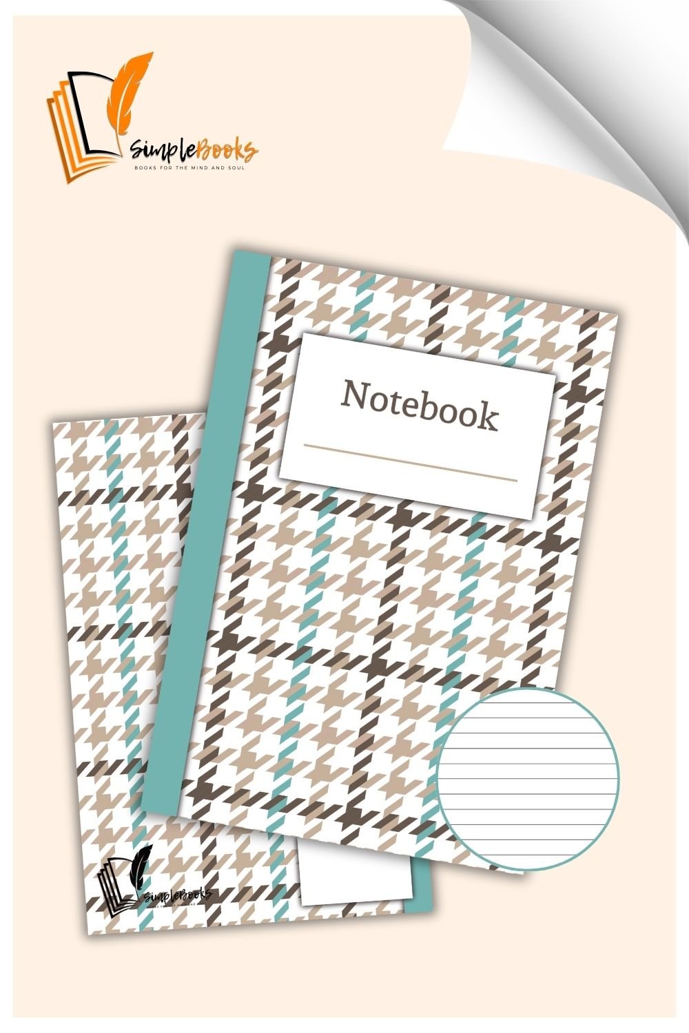 Green Brown Houndstooth Notebook_Simplebooks