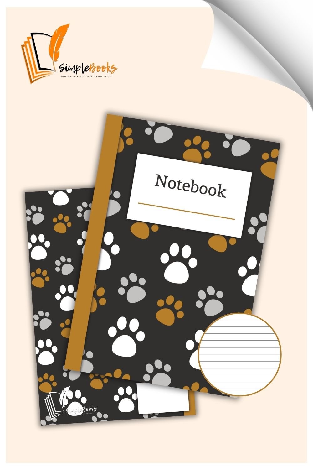 Grey Gold Dog Paws Notebook_Simplebooks