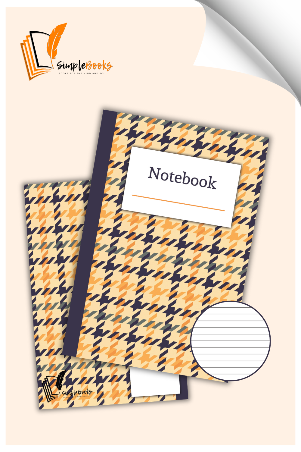 Houndstooth Blue Yellow Notebook_Simplebooks