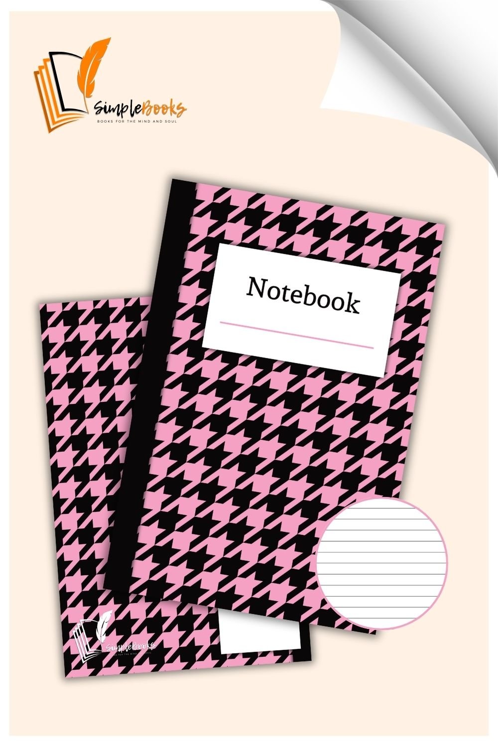 Pink Houndstooth Notebook_Simplebooks